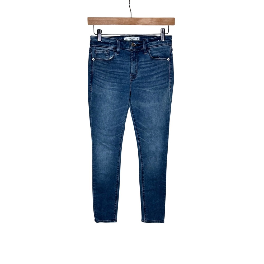Abercrombie & Fitch Womens The Super Skinny Mid Rise Jeans size 2/26 Blue Denim